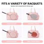 Everfit Tennis Tote Bag Gym Bag Sports Duffle Bags Holds 2 Rackets Pink - Image 6