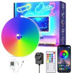16.4FT Led Neon Rope Lights with APP/Remote Control, Flexible DIY Design, Music Sync Neon Lights for Wall Decor, Outdoor IP67 Waterproof, RGB LED Strip Lights for Bedroom, Living, Gaming, Party