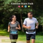 Running Belt Waist Packs,Workout Fanny Pack,Ultra Light Bounce Free Waist Pouch Fitness Workout Belt Sport Waist Pack for Women Men,Adjustable Waistband Bag for All Kinds of Phone (2 Pack-Black+Blue) - Image 2
