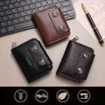Business Men Accordion Card Holder With Double Magnetic Buckle, Minimalist Retro ID Card Wallet Coin Pocket, Christmas Office Worker Gift, K94‑51 Black - Image 2