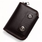 Slim Stylish Men Accordion ID Card Wallet, Secure Double Magnetic Buckle For Business Commute, Holiday Gentleman Practical Present, K94‑51 Dark Coffee