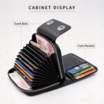 Men Business Accordion Card Holder Retro Single Magnetic Snap, Compact Multi‑Compartment For Business Card ID & Coin Storage, Christmas Corporate Gift, K94‑53 Black - Image 3