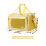 Plaid Portable Pet Carrier, Foldable Soft-Sided, 44×28×28cm, Oxford & Polyester, Mesh & Roll-Up Curtain, Luggage Strap, for 5–7kg Cats & Dogs.(yellow) - Image 4