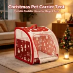 Christmas Portable Car Pet Carrier, Foldable Soft-Sided Cat & Dog Crate, 50×50×50cm, Mesh Windows, Dual Zippers, Built-in Bed, 25LBS Capacity, Travel & Home - Image 2