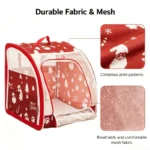 Christmas Portable Car Pet Carrier, Foldable Soft-Sided Cat & Dog Crate, 50×50×50cm, Mesh Windows, Dual Zippers, Built-in Bed, 25LBS Capacity, Travel & Home - Image 3
