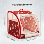 Christmas Portable Car Pet Carrier, Foldable Soft-Sided Cat & Dog Crate, 50×50×50cm, Mesh Windows, Dual Zippers, Built-in Bed, 25LBS Capacity, Travel & Home - Image 4