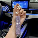 Rhinestone Mini Refillable Spray Bottle Keychain Charm with Faux Pearl Chain for Perfume and Hand Sanitizer, Portable Travel Accessory for Car Keys and Bags (Pink) - Image 7