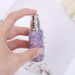 Rhinestone Mini Refillable Spray Bottle Keychain Charm with Faux Pearl Chain for Perfume and Hand Sanitizer, Portable Travel Accessory for Car Keys and Bags (Purple) - Image 5