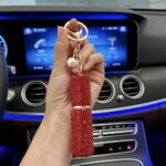 Rhinestone Mini Refillable Spray Bottle Keychain Charm with Faux Pearl Chain for Perfume and Hand Sanitizer, Portable Travel Accessory for Car Keys and Bags (Silver) - Image 7