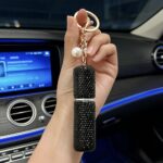 Rhinestone Mini Refillable Spray Bottle Keychain Charm with Faux Pearl Chain for Perfume and Hand Sanitizer, Portable Travel Accessory for Car Keys and Bags (Silver) - Image 8