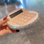 Portable Solar Powered Calculator with Silent Buttons Round Compact Design for Desktop Office School Daily Math Tasks and Cute Desk Accessories (Non-rhinestone Calculator) - Image 3