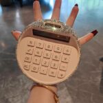 Portable Solar Powered Calculator with Silent Buttons Round Compact Design for Desktop Office School Daily Math Tasks and Cute Desk Accessories (Rhinestone Calculator) - Image 4