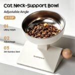 Elevate Your Cat’s Dining Experience with an Adjustable Anti-Slip Feeding Bowl, Featuring a Durable Stainless Steel Inner Liner and Three-Level Height Settings for Comfortable, Stable Mealtime Posture at Home. (White) - Image 4