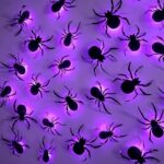 45-Pack 3D Glowing Spiders Halloween Decor for Walls, Mirrors, Windows & Spooky Spaces (purple)