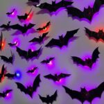 36-Pack Halloween Bat Decorations with LED Lights for Indoor Outdoor Halloween Party Garage Decor (black)