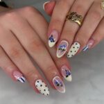 Medium Almond Press-On Nails For Everyday Wear, Events, Easy DIY Manicure (Blue)