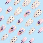 Medium Almond Press-On Nails For Everyday Wear, Events, Easy DIY Manicure (Blue) - Image 3