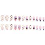 Medium Almond Press-On Nails For Everyday Wear, Events, Easy DIY Manicure (Blue) - Image 5