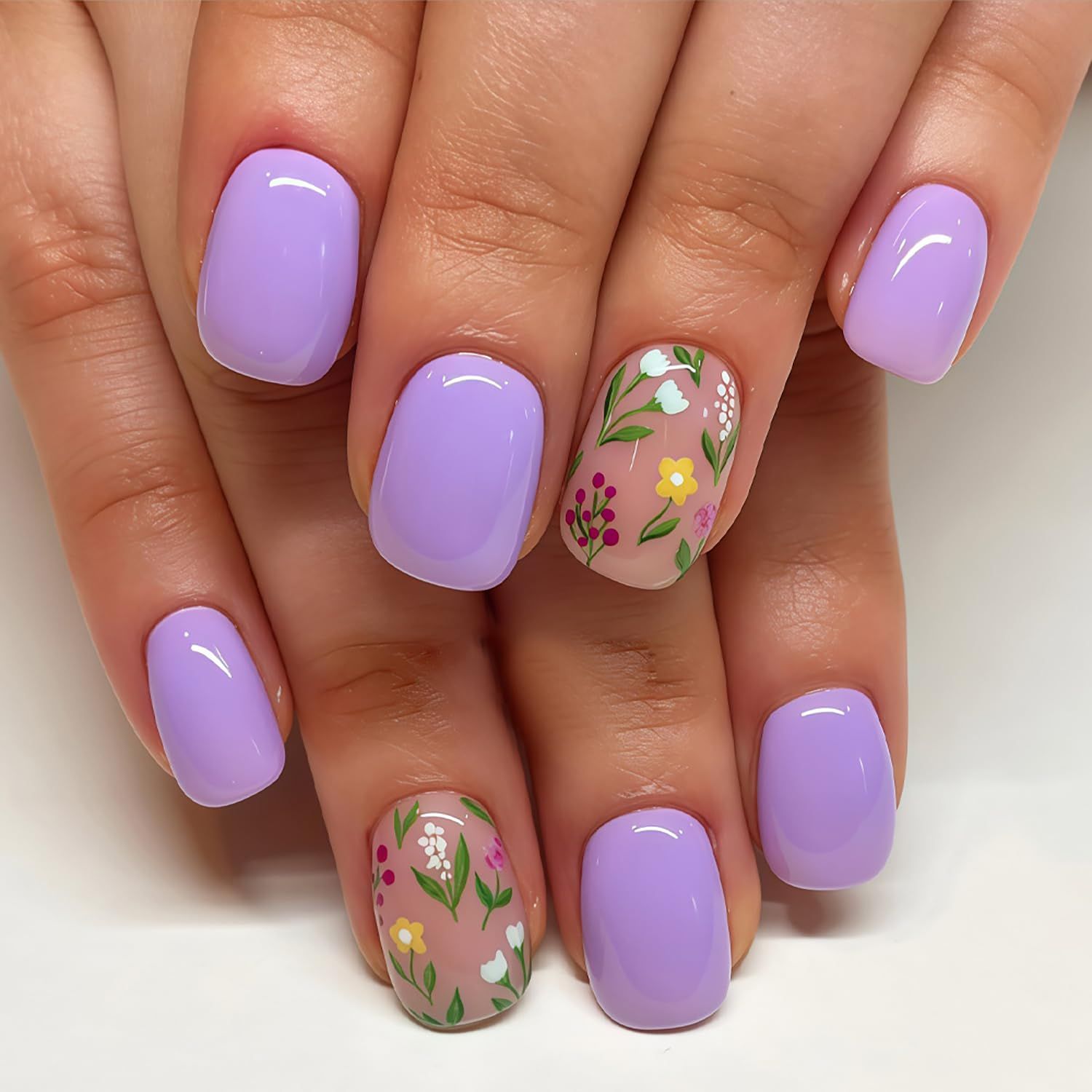 V1402-CS-KMNUUN-00 Press-on Nail Tips for Women, Perfect for Spring & Summer Occasions (light purple) - Image 1