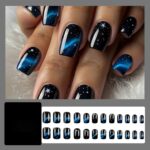 Starry Galaxy Press-On Nails for Parties, Daily Wear, and Special Occasions (Black) - Image 2
