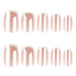 Press-on Nails for Daily Wear, Events, & DIY Manicures, Reusable & Easy to Apply At Home (Nude pink and metallic silver-white) - Image 2