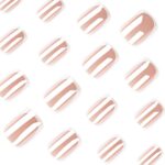 Press-on Nails for Daily Wear, Events, & DIY Manicures, Reusable & Easy to Apply At Home (Nude pink and metallic silver-white) - Image 3