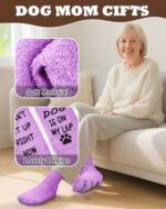 Funny Cozy Socks for Dog Lovers, Perfect Christmas, Birthday, Gifts for Mom, Wife, Dog Moms (Purple) - Image 4