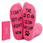 Funny fuzzy socks perfect for cozy at-home moments, great gift for dog lovers (bright pink)