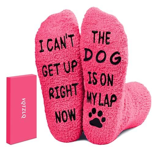V1402-CS-MQGZBLP-00 Funny fuzzy socks perfect for cozy at-home moments, great gift for dog lovers (bright pink) - Image 1