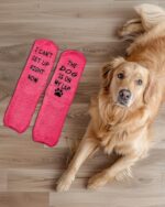 Funny fuzzy socks perfect for cozy at-home moments, great gift for dog lovers (bright pink) - Image 3