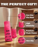 Funny fuzzy socks perfect for cozy at-home moments, great gift for dog lovers (bright pink) - Image 6