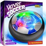 Indoor Hover Soccer Ball for Kids 5-12, Light-Up Fun for Birthday Gifts and Games (iridescent transparent)