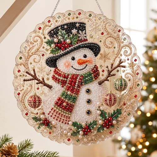 V1402-CS-MQGZBOO-00 Festive DIY Crystal Art Christmas Hanging, Perfect for Windows, Mantels, Trees & Entryways (red) - Image 1