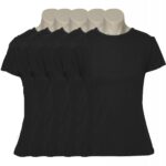 5x Womens 100% Cotton T-Shirt Plain Basic Tee Casual Top in Black - Image 2