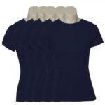 5x Womens 100% Cotton T-Shirt Plain Basic Tee Casual Top in Navy Blue - Image 2