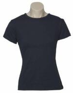 5x Womens 100% Cotton T-Shirt Plain Basic Tee Casual Top in Navy Blue - Image 4