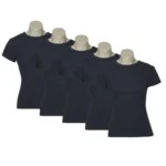 5x Womens 100% Cotton T-Shirt Plain Basic Tee Casual Top in Navy Blue - Image 7