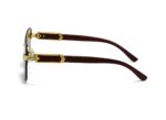 4PCS Square Rimless Diamond Cut Sunglasses with Black PU Leather Storage Case - Gold Frame Wood Grain Sunscreen Glasses for Men & Women - Image 4