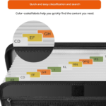Black Fireproof Waterproof Accordion File Organiser, 11 Pockets Expanding Document Folder with Colour-Coded Tabs & Handle, Dustproof U-Disk Passports Card Bag for Home Office Travel (26 × 36 × 5 cm) - Image 3
