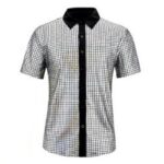XXL size Men's 70s Disco Costume Set - Silvery Plaid shirt with Black Bell Bottom Pants & Accessories, Retro Polyester Dance Outfit for Parties and Halloween - Image 2