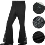 XXL size Men's 70s Disco Costume Set - Silvery Plaid shirt with Black Bell Bottom Pants & Accessories, Retro Polyester Dance Outfit for Parties and Halloween - Image 4