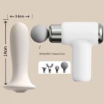 Mini Massage Gun - Portable Percussion Massager with 14 x 3.6 cm massage head and 4 Heads , USB-C Rechargeable Muscle Relief Device for Neck, Back, Legs - Compact White Handheld Deep Tissue Vibrator for Women & Travel