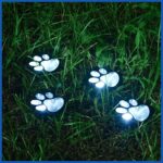4 Pack Solar Paw Print Garden Lights (White light) - 9 cm Outdoor LED Ground Stake Lights with Dusk Activation for Lawn, Pathway, Yard and Garden Decoration - Image 2
