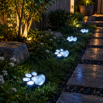 4 Pack Solar Paw Print Garden Lights (White light) - 9 cm Outdoor LED Ground Stake Lights with Dusk Activation for Lawn, Pathway, Yard and Garden Decoration - Image 3