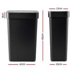 Artiss Rubbish Bin 50L Sensor Kitchen Automatic Motion Plastic Touchless Black - Image 3