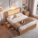 Artiss Queen Bed Frame with 2 Drawers, PU Leather Headboard & Charging Station