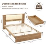 Artiss Queen Bed Frame with 2 Drawers, PU Leather Headboard & Charging Station - Image 3