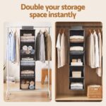 Artiss Hanging Closet Organiser 5 Tier Wardrobe Storage Grey 104cm - Image 4