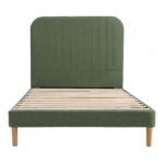 Artiss King Single Bed Frame, Green Faux Linen with Wooden Slats - Image 2