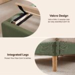 Artiss King Single Bed Frame, Green Faux Linen with Wooden Slats - Image 5